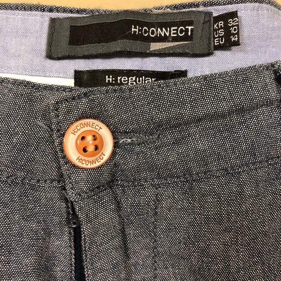 Men Heather Blue Gray Slim Fit Shorts - Picture 3 of 4